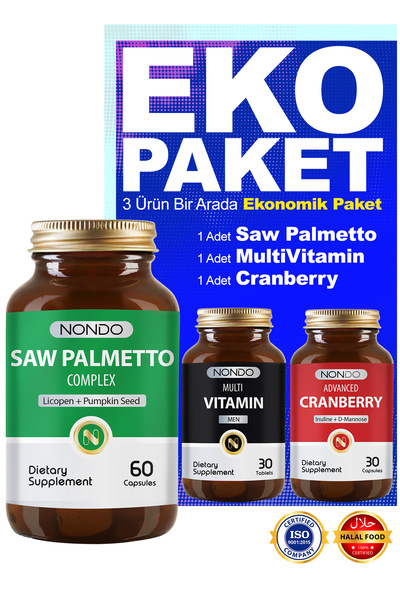 Nondo Ekonomik Paket Erkekler Için 40 Yaş Üstü Set ( Cranberry Saw Palmetto Multivitamin Men)