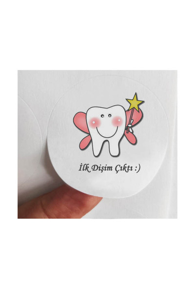 BEYHAN BAYHAN 24 Adet 4 Cm Pembe Ilk Dişim Çıktı Baskılı Mat Etiket Sticker