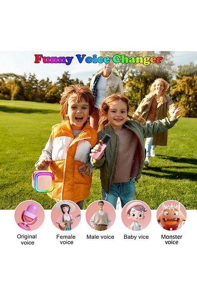 AWH Mini Karaoke Machine with 2 Wireless Microphones for Kids, Bluetooth Speaker - Assorted Color