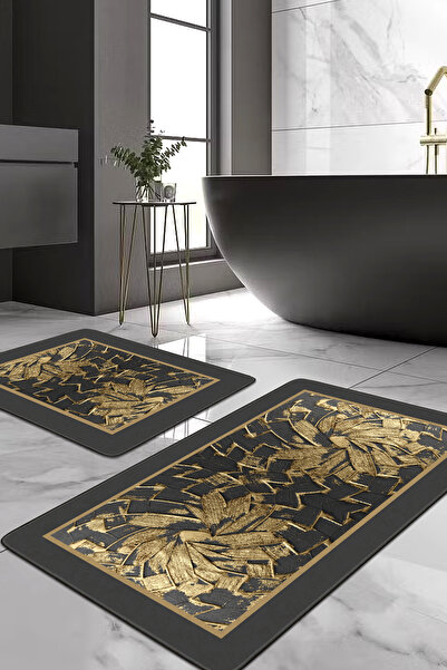 Filamente قطعتان من سجادة الحمام القابلة للغسل مع قاعدة مضادة للانزلاق - 60*1...