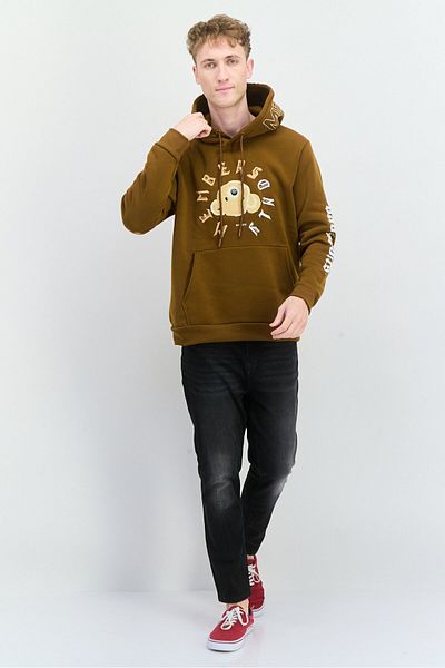 Members Only Men Hooded Embraided Long Sleeves Sweatshirt, Brown