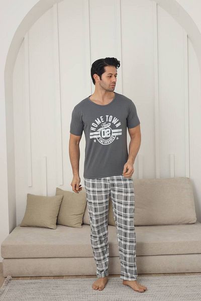 Lunaberry Dowry Summer Cotton Men's Pajama Set, Crew Neck, Holiday, Printed