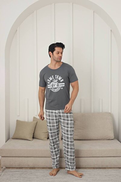 Lunaberry Dowry Summer Cotton Men's Pajama Set, Crew Neck, Holiday, Printed