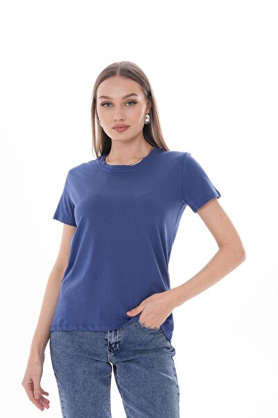 ŞİMAL Γυναικείο μπλουζάκι με λαιμόκοψη με μακρύ λαιμόκοψη 250025 -