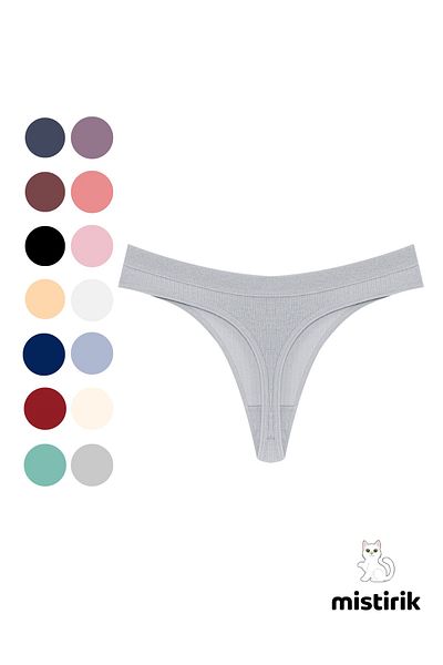 MİSTİRİK Paulo Model Ribbed Stretchy Fabric String Thong Gray Color