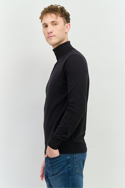 Sorbino Men Turtle Neck Textured Long Sleeves Sweatshirt, Dark Navy