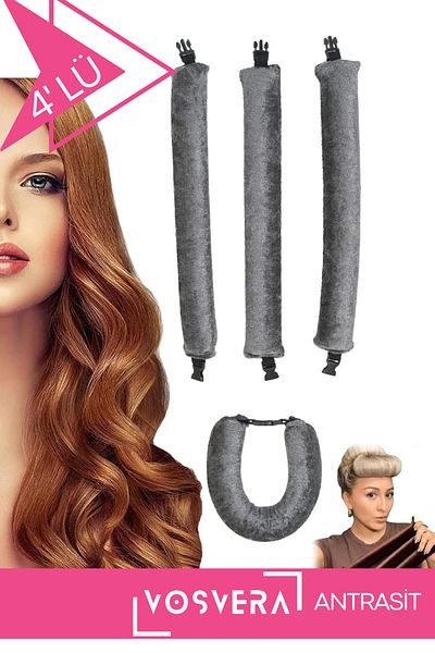 vosvera Velvet Hair Styler - Σάλτσα για μπούκλες μαλλιών χωρίς θερμότητα 4 συσκευασιών