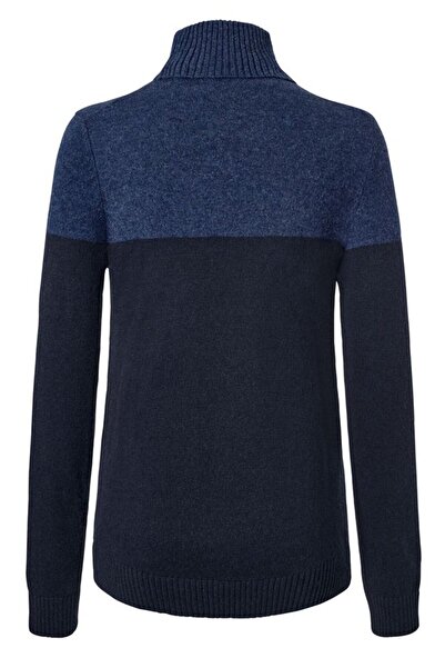 Tchibo Men Mock Neck Knitted Pullover Sweater, Navy Blue