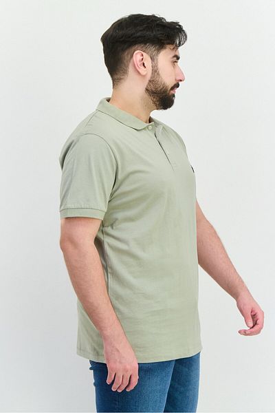 French Connection Men Regular Fit Brand Logo Short Sleeves Polo Shirt, Sage Green