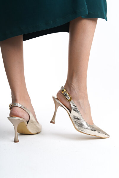 Redoxy Women's Ankle Strap Wide Metal Buckle Detailed Patent Leather Stiletto