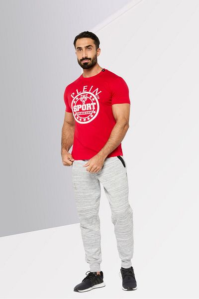 Plein Sport Men Sportswear Fit Short Sleeve Outdoor T Shirt, Red