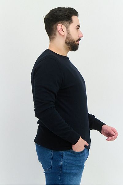 French Connection Men Crew Neck Plain Long Sleeves Sweatshirt, Black