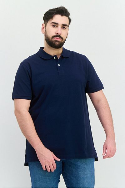 GAP Men Regular Fit Plain Short Sleeves Polo, Navy
