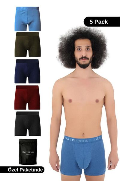 Harry Jons Men's Premium Pack Boxers - 5-Piece Patterned and Colorful Cotton
