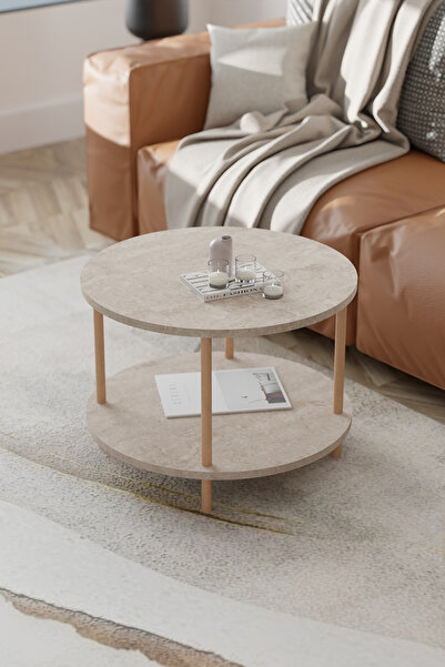 EGEMODÜLER Yuvarlak Orta Sehpa  Gazetelik Ahşap Ayaklı Sehpa İki Raflı Sehpa ...