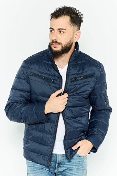 Michael Kors Men High Neck Quilted Softshell Jacket, Blue