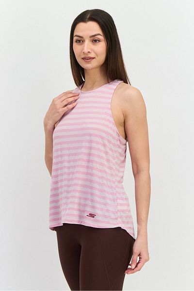 SKECHERS Women Sportswear Fit Short Sleeve Outdoor Tank Top, Pink