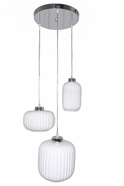 Fer Avize Nergis Modern Chandelier Pendant Lamp - 3-Piece Glass Kitchen Cafe Living Room Indoor