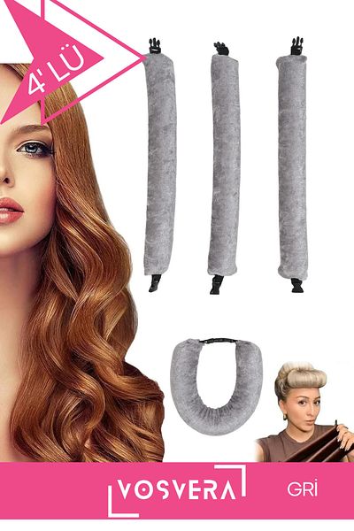 vosvera Velvet Hair Styler - Σάλτσα για μπούκλες μαλλιών χωρίς θερμότητα 4 συσκευασιών