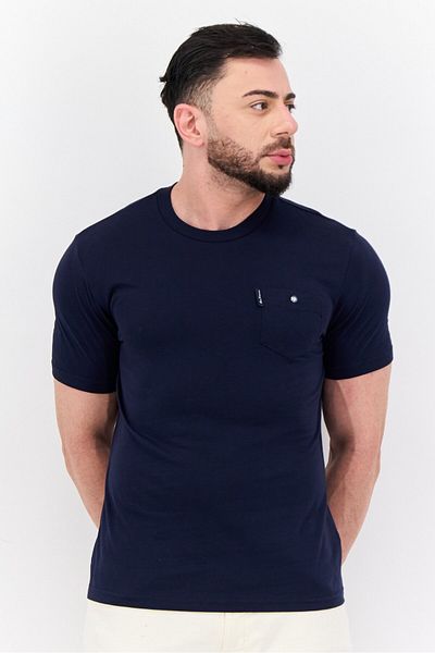 Ben Sherman Men Crew Neck Short Sleeves Brand Logo T-shirt, Navy