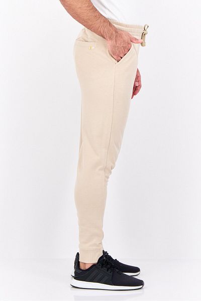 GAZZARRİNİ Men Regular Fit Brand Logo Joggers Pants, Beige