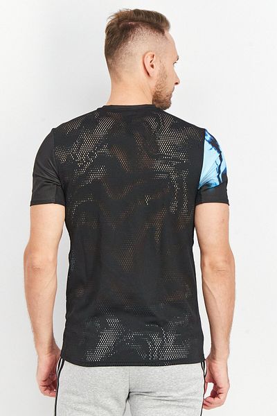 adidas Men Sport Fit Short Sleeve Running T-shirt, Black/turquoise
