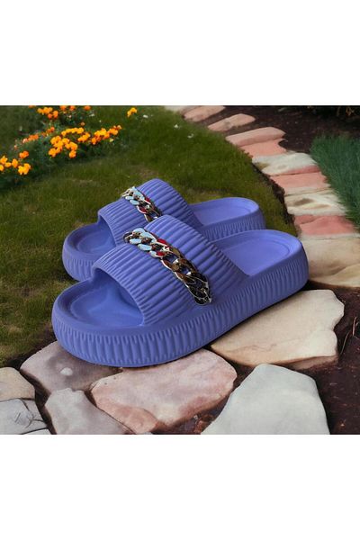 mustey Chain Detail Ultra Comfortable Women's Slippers Beach Garden Balcony Slippers