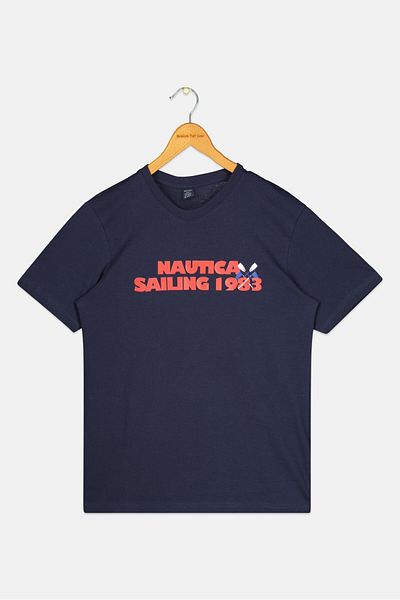 Nautica Kids Boy Crew Neck Short Sleeve Graphic Print T-Shirt, Navy Combo