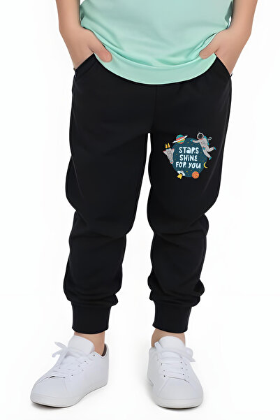 FYK COLLECTİON Astronaut Stars Printed Boy's Short Sleeve Bottom-Top Suit
