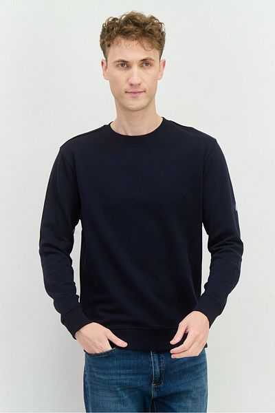 Sorbino Men Crew Neck Solid Long Sleeve Sweatshirts, Navy