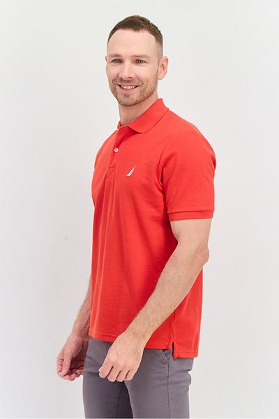 Nautica Men Regular Fit Short Sleeves Embroidered Logo Polo Shirt, Red Combo