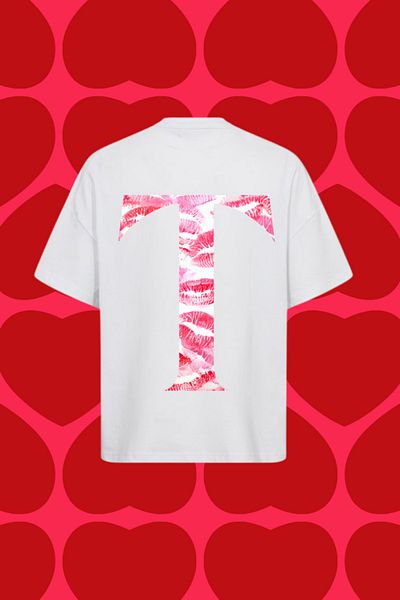 Dupe Design Tricou oversize unisex cu imprimeu Kiss cu litera T
