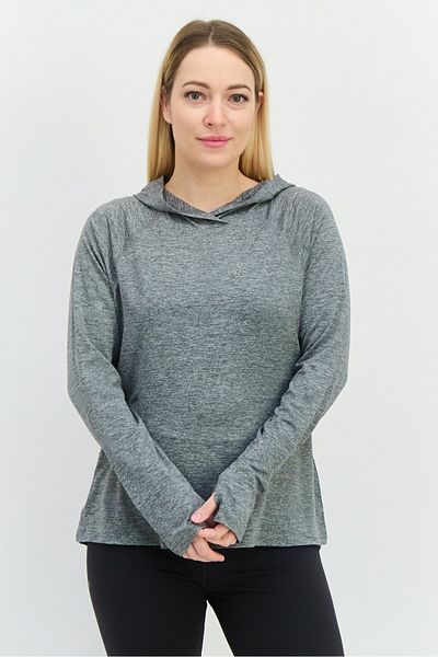 SKECHERS Women Sportswear Fit Long Sleeves Training Sweatshirt, Heather Grey