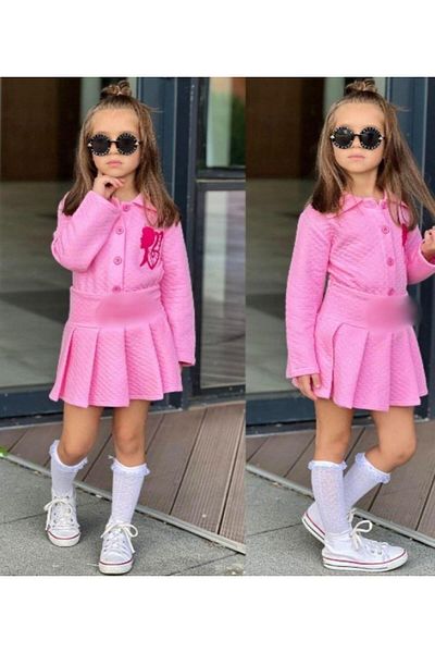 RAPAPA Girl's Quilted Slim Fit Cardigan Skirt Bottom Top Set K75