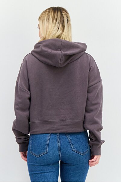 Juice Women Plain Long Sleeves Hoodies, Mauve Charcoal