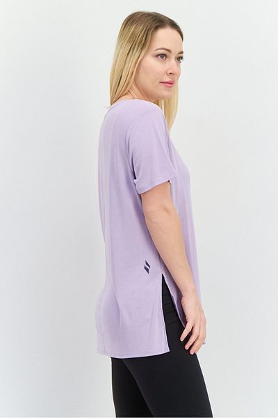 SKECHERS Women Sportswear Fit Short Sleeve Outdoor Top, Lavender