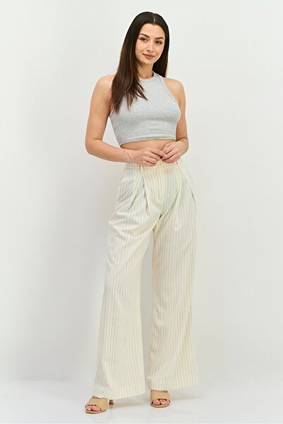 Gant Women Regular Fit Stripe Wide Leg Pants, Off White