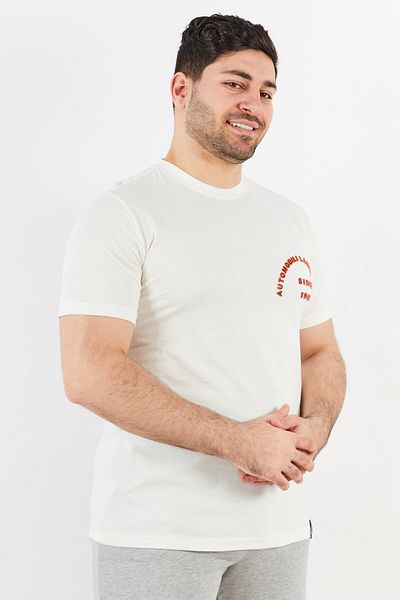Lamborghini Men Crew Neck Short Sleeves Embossed Graphic T-shirt, White