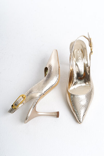 Redoxy Women's Ankle Strap Wide Metal Buckle Detailed Patent Leather Stiletto