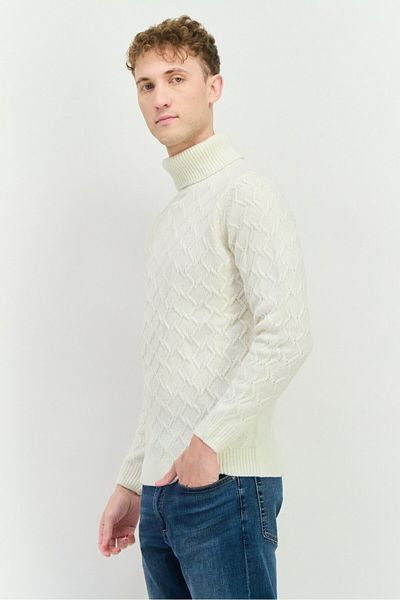 Sorbino Men High Neck Textured Long Sleeves Sweatshirt, White