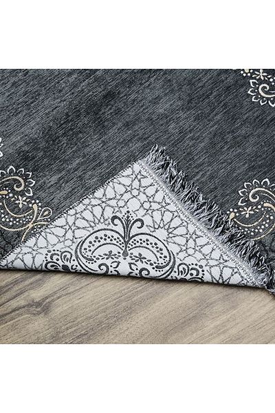 İkranur We Embroider Your Name on the Prayer Rug, Personalized Prayer Rug Munis Gray 65X115 cm - 320 Gr