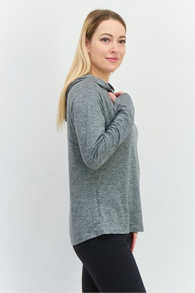 SKECHERS Women Sportswear Fit Long Sleeves Training Sweatshirt, Heather Grey