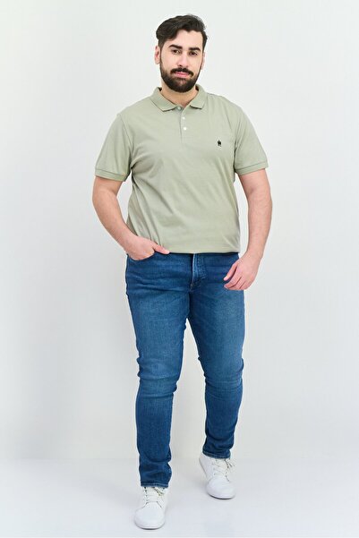 French Connection Men Regular Fit Brand Logo Short Sleeves Polo Shirt, Sage Green