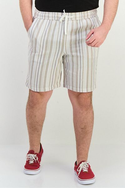Algspar Men Stripe Basic Shorts, White