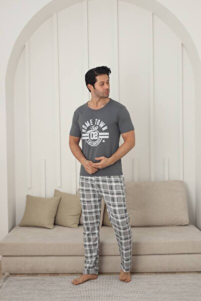 Lunaberry Dowry Summer Cotton Men's Pajama Set, Crew Neck, Holiday, Printed