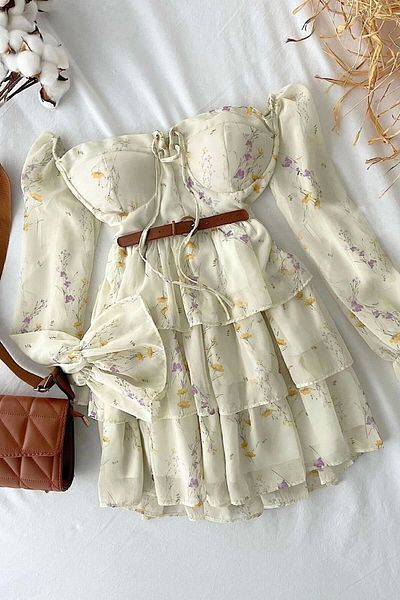 mymoda Women's Summer Floral Mini Layered Dress