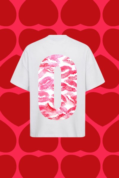 Dupe Design Letter O Kiss Printed Oversize Unisex T-Shirt