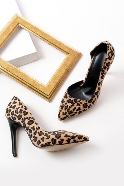 DURUNUN BUTİĞİ Duartha Leopard (Tocuri 11 CM) Stiletto pentru utilizare zilnică
