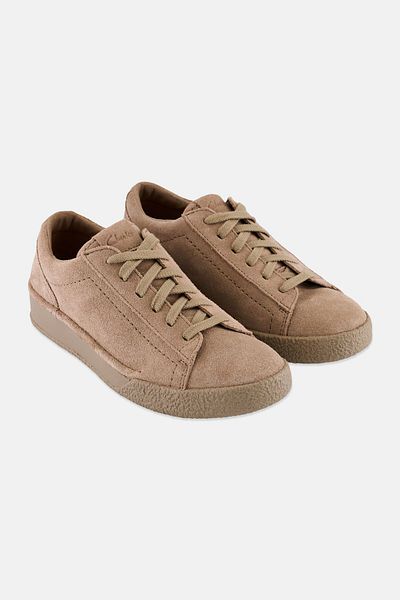 CLARKS Women Lace Up Sneakers, Dark Beige