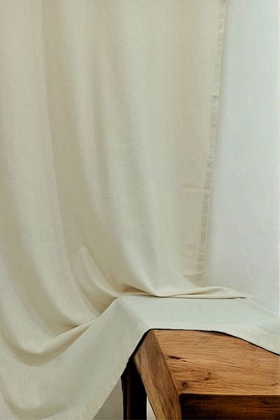 MZN Home 100% Natural Cotton Plain Beige Linen Curtain (En X Size) - Laces Gift